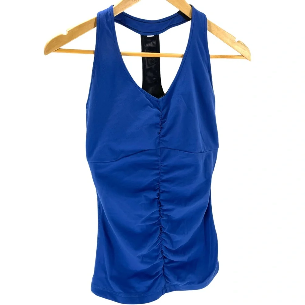 Lucy Ruched Racerback Yoga Tank Top Built In Bra - Picture 5 of 12